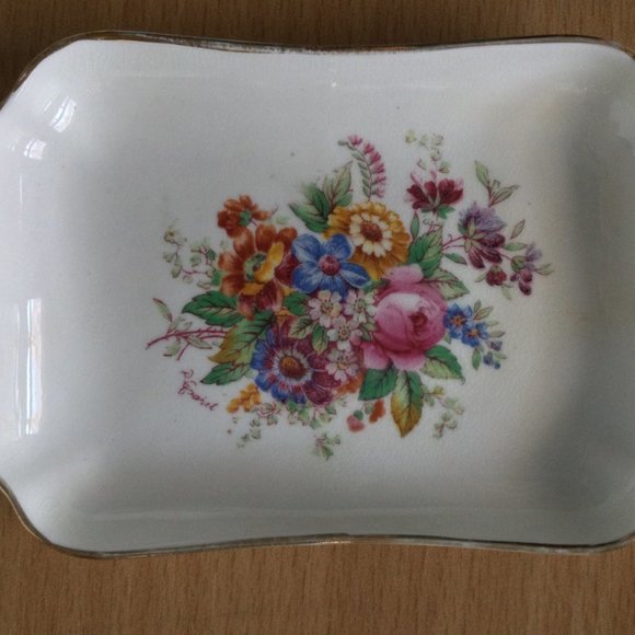 VTG Coalport mini Plate Bone China England Gold Trim Fragrance Floral Bouquet 4" - Picture 2 of 8
